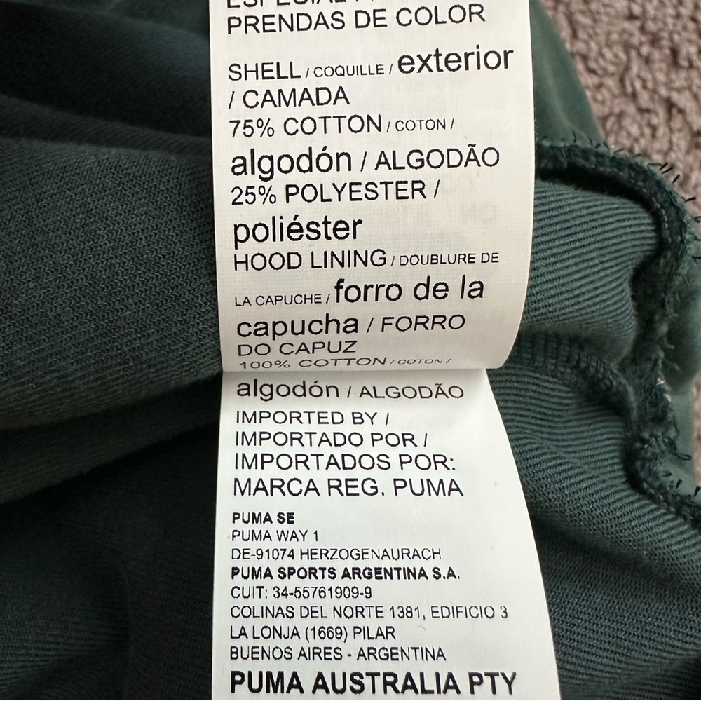 Puma Deep Green Velour Hoodie Logo Embroidered Womens S - Picture 14 of 14